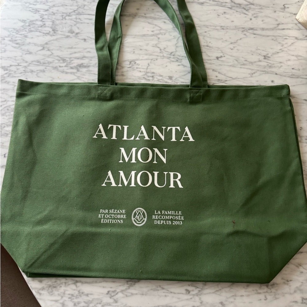 Sézane Green Tote Bag